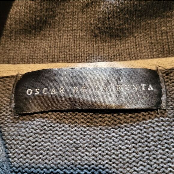 Oscar De La Renta Fair Isle Cotton Sweater Grey Men's Medium - Picture 2 of 6